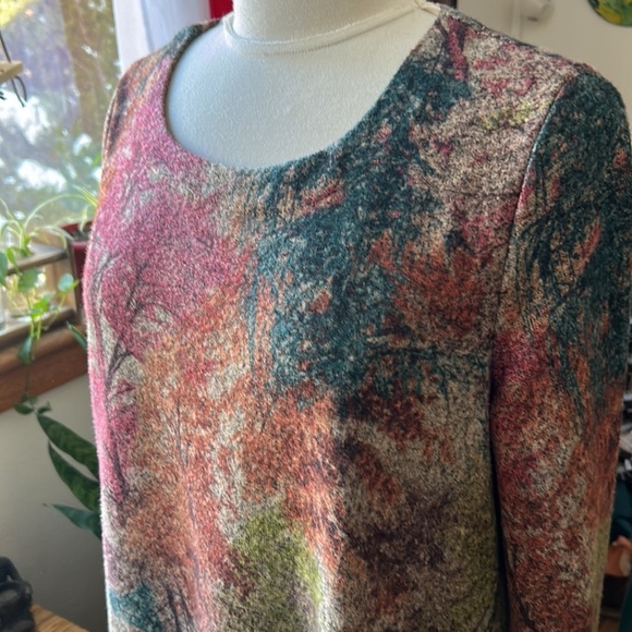 Floral Long Sleeved Shift Dress with Forest Pattern & Pockets Womens XL MISSLOOK - Picture 8 of 8